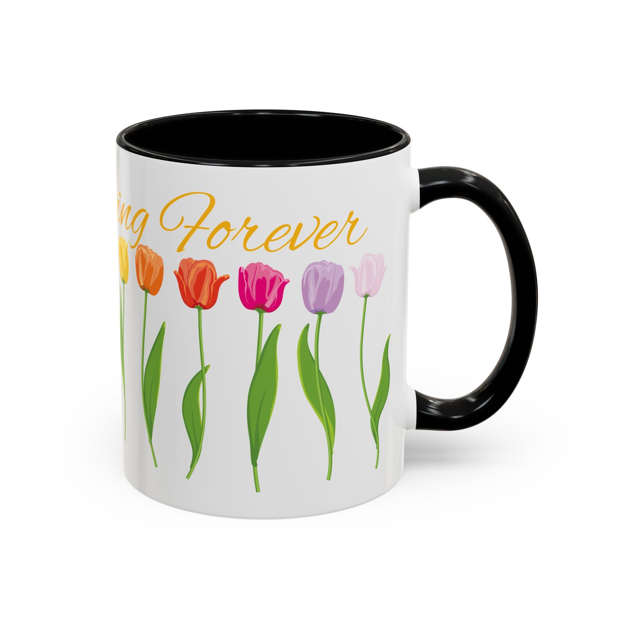 Floral Accent Coffee Mug, Colorful Tulip Design, Spring Gift, Mother's Day, Office Decor, Tea Lover's Cup, Flower Enthusiast
