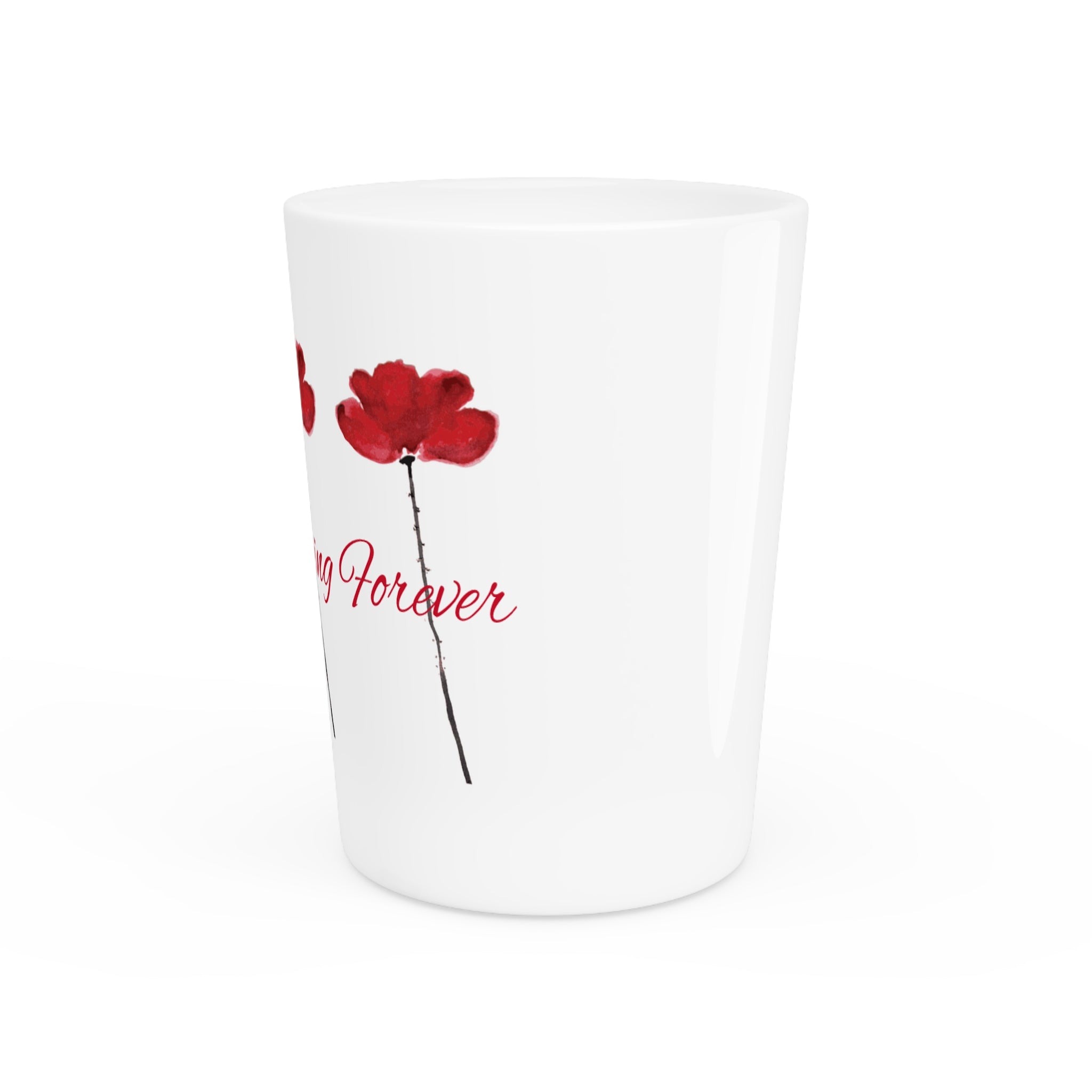 Floral Glass with Red Poppies, Housewarming, Wedding Favors, Party Decor