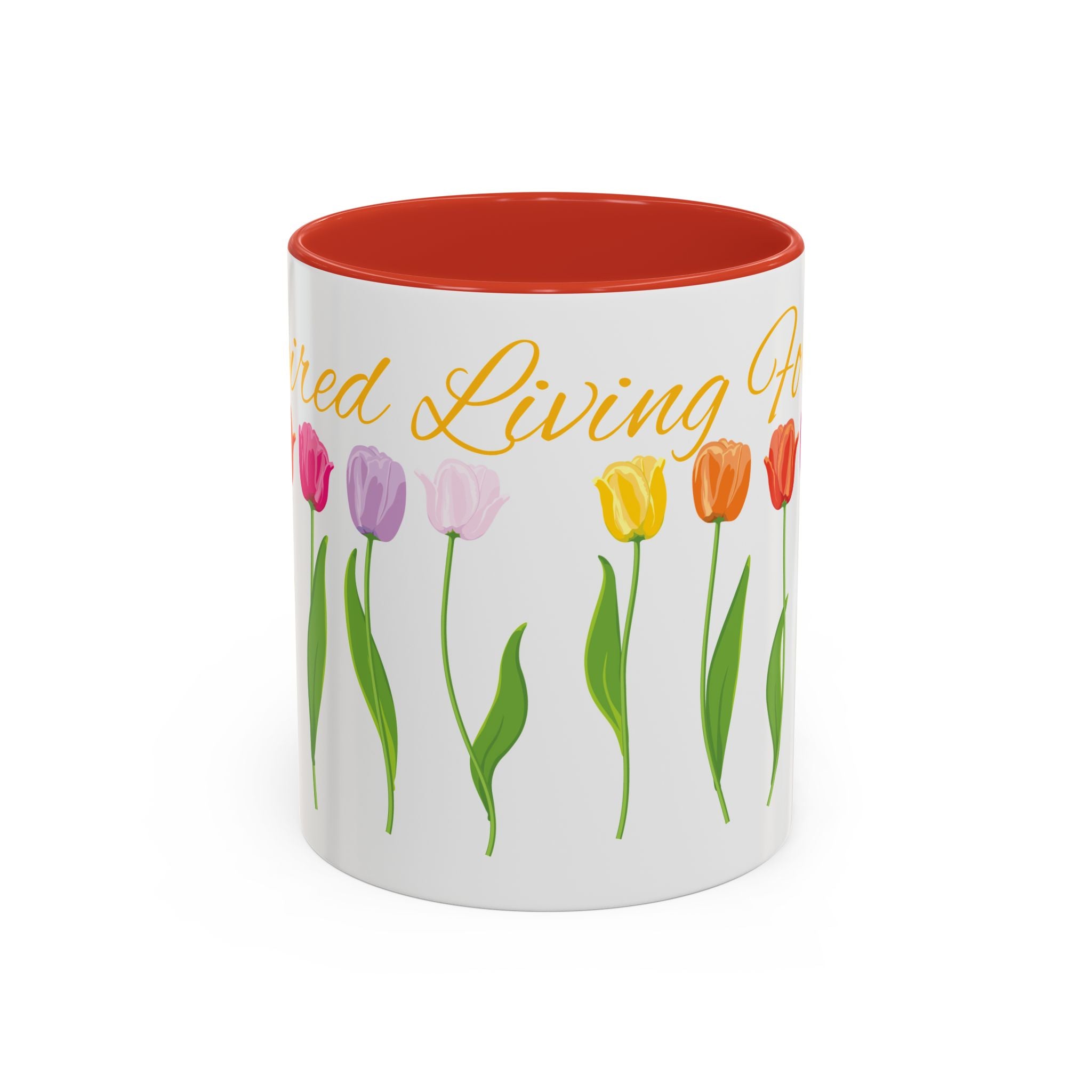 Floral Accent Coffee Mug, Colorful Tulip Design, Spring Gift, Mother's Day, Office Decor, Tea Lover's Cup, Flower Enthusiast