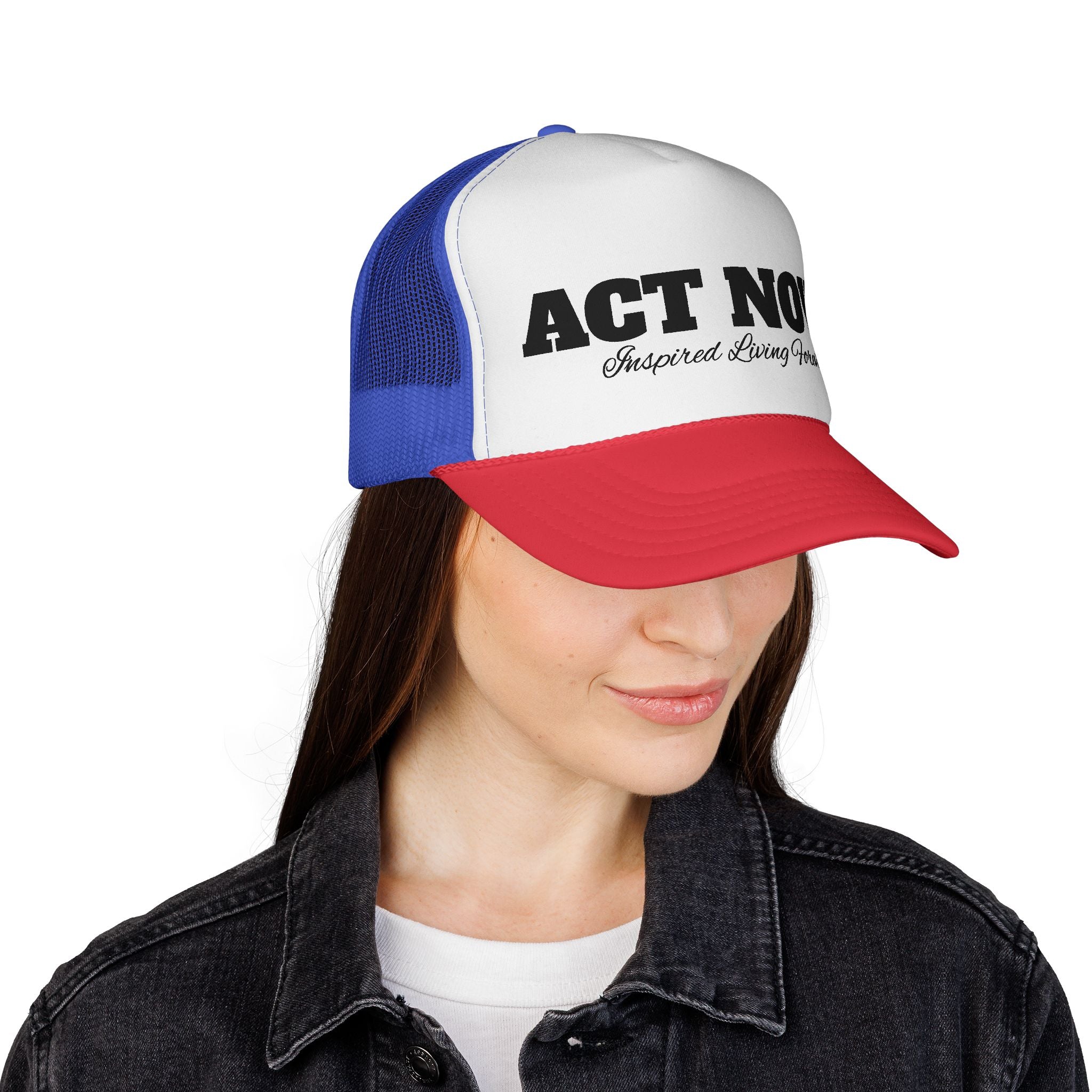 Eye-Catching "Act Now" Trucker Cap, Fun Hat for Festivals, Summer Style, Statement Accessory, Gift for Trendsetters
