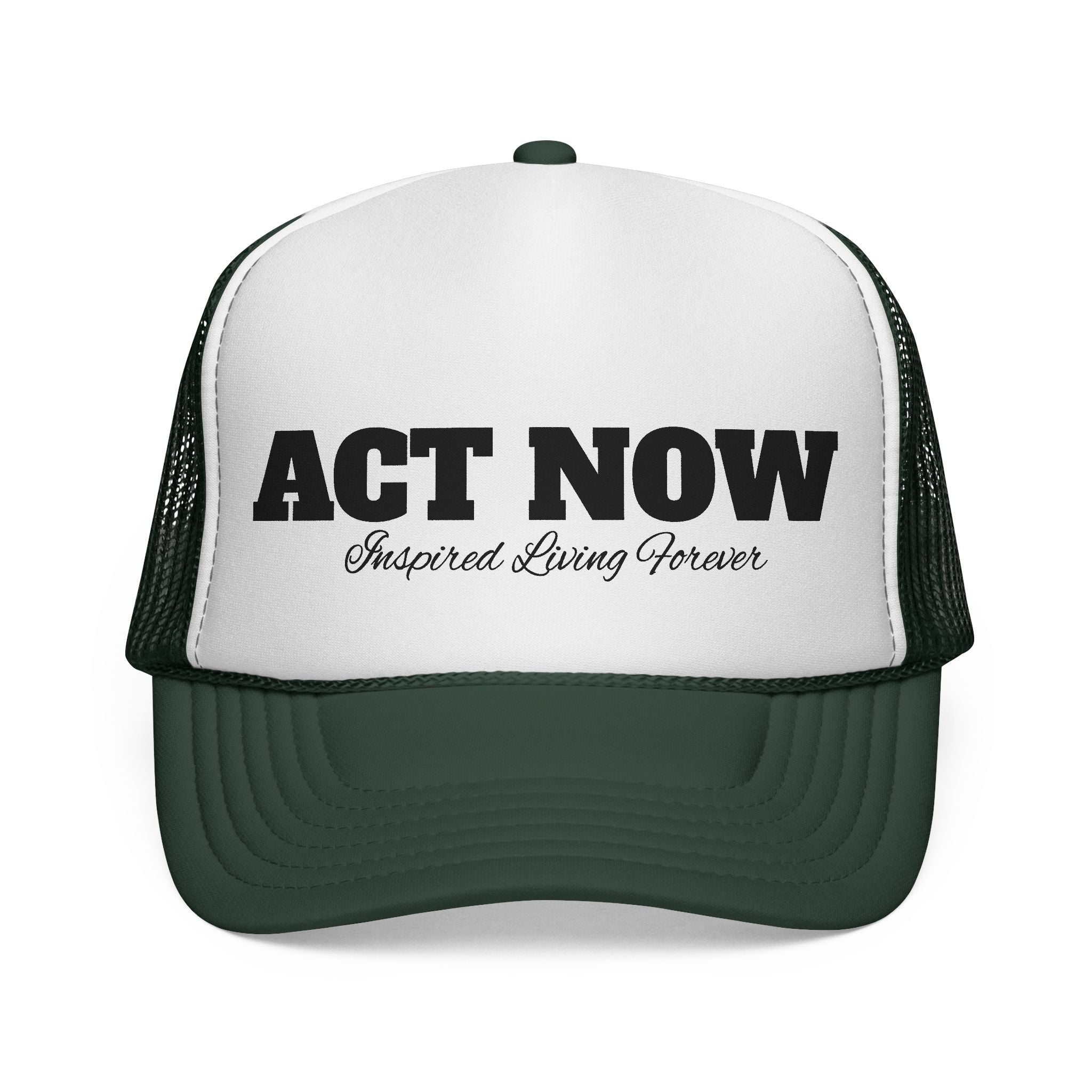 Eye-Catching "Act Now" Trucker Cap, Fun Hat for Festivals, Summer Style, Statement Accessory, Gift for Trendsetters
