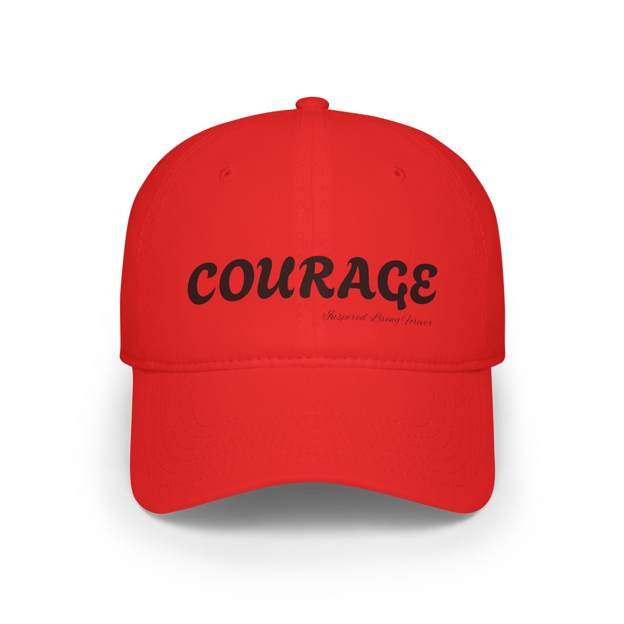 Courage Red Low Profile Baseball Cap, Empowering Hat, Everyday Wear, Gift for Sports, Motivational Accessory, Adjustable Cap