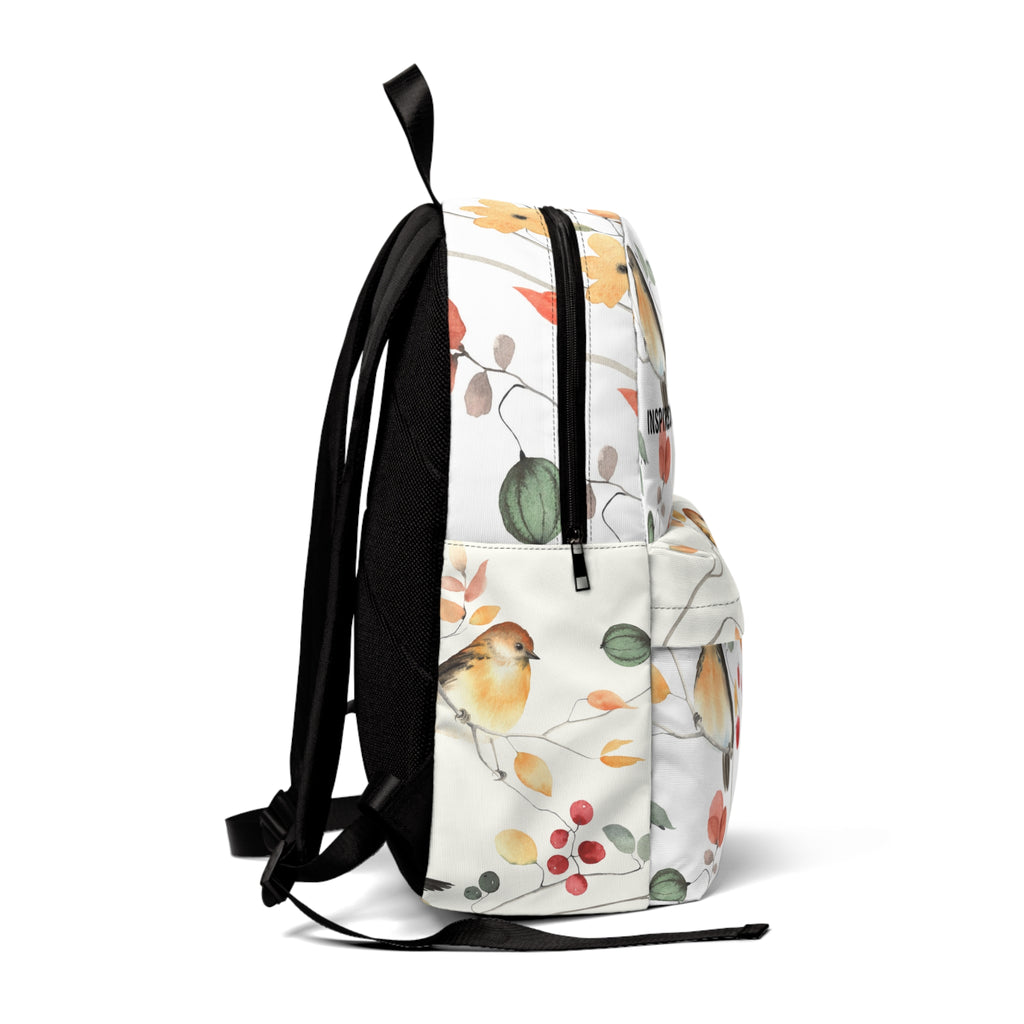 Floral Bird Pattern Unisex Backpack | Stylish Durable School Bag, Everyday Backpack, Travel Accessory, Gift for Nature Lovers