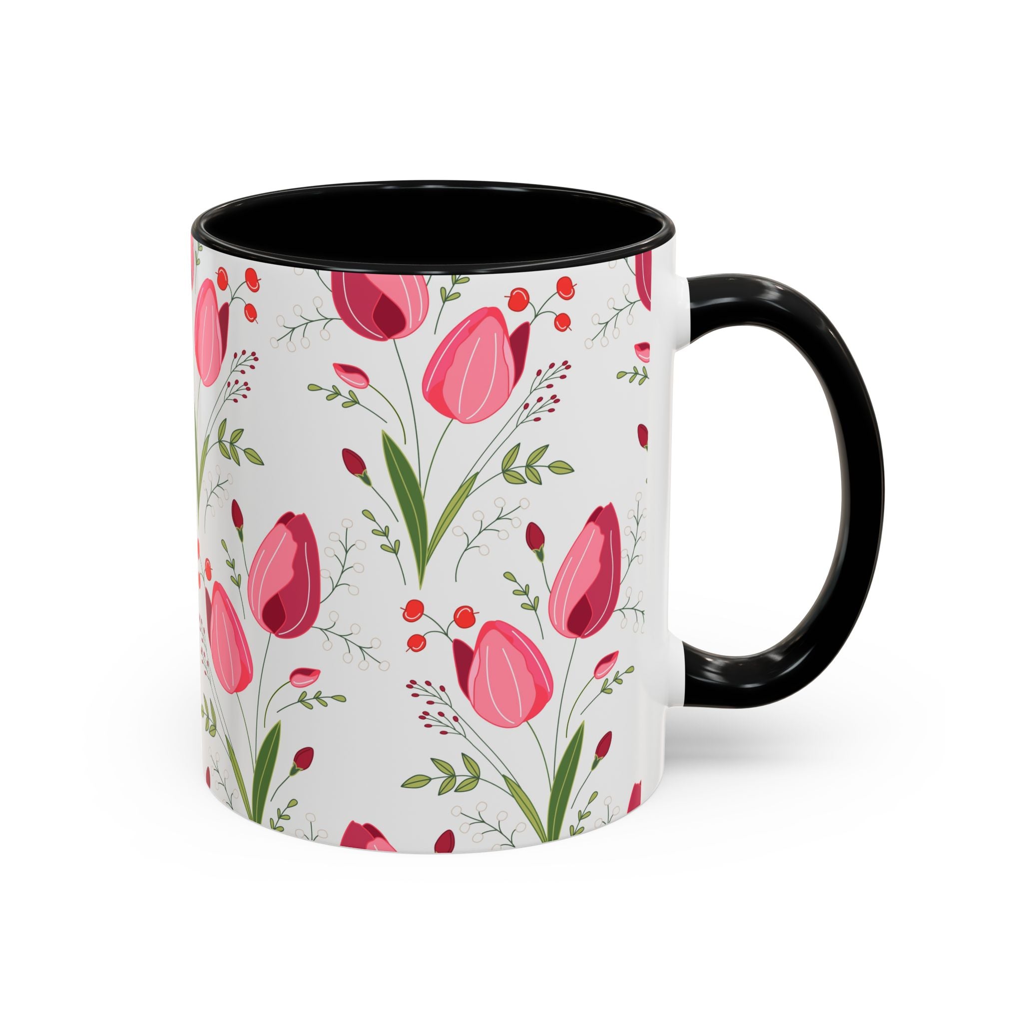 Elegant Floral Accent Coffee Mug - 11oz or 15oz, Perfect for Tea Lovers, Mother's Day Gift, Home Decor, Coffee Accessories