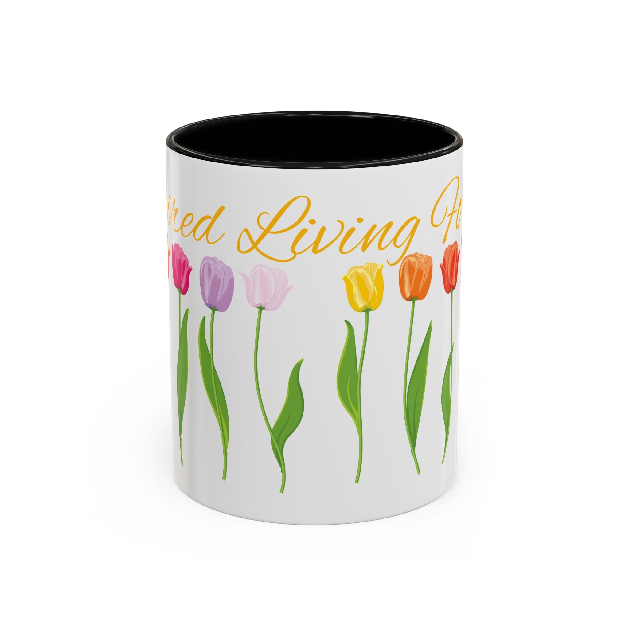 Floral Accent Coffee Mug, Colorful Tulip Design, Spring Gift, Mother's Day, Office Decor, Tea Lover's Cup, Flower Enthusiast