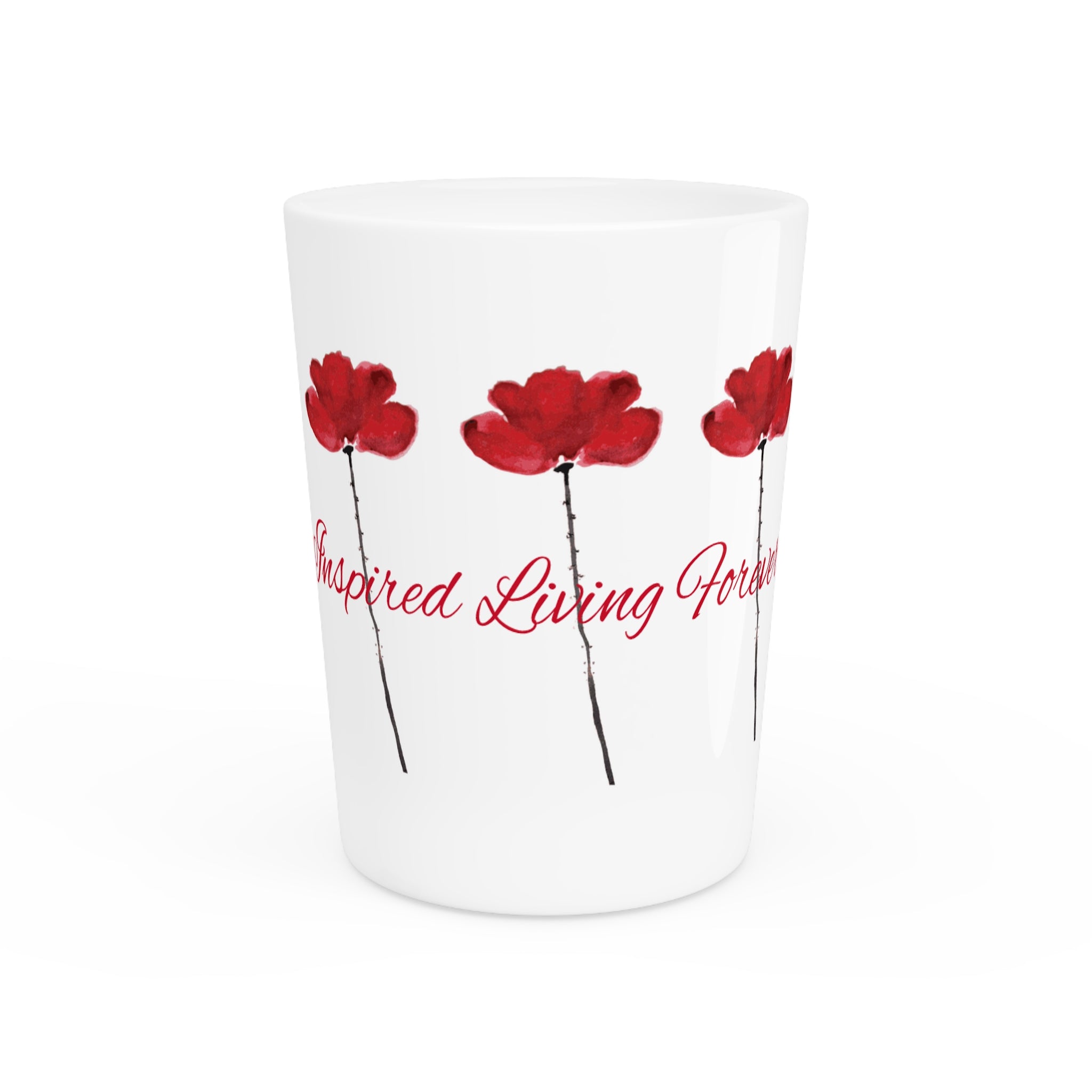 Floral Glass with Red Poppies, Housewarming, Wedding Favors, Party Decor