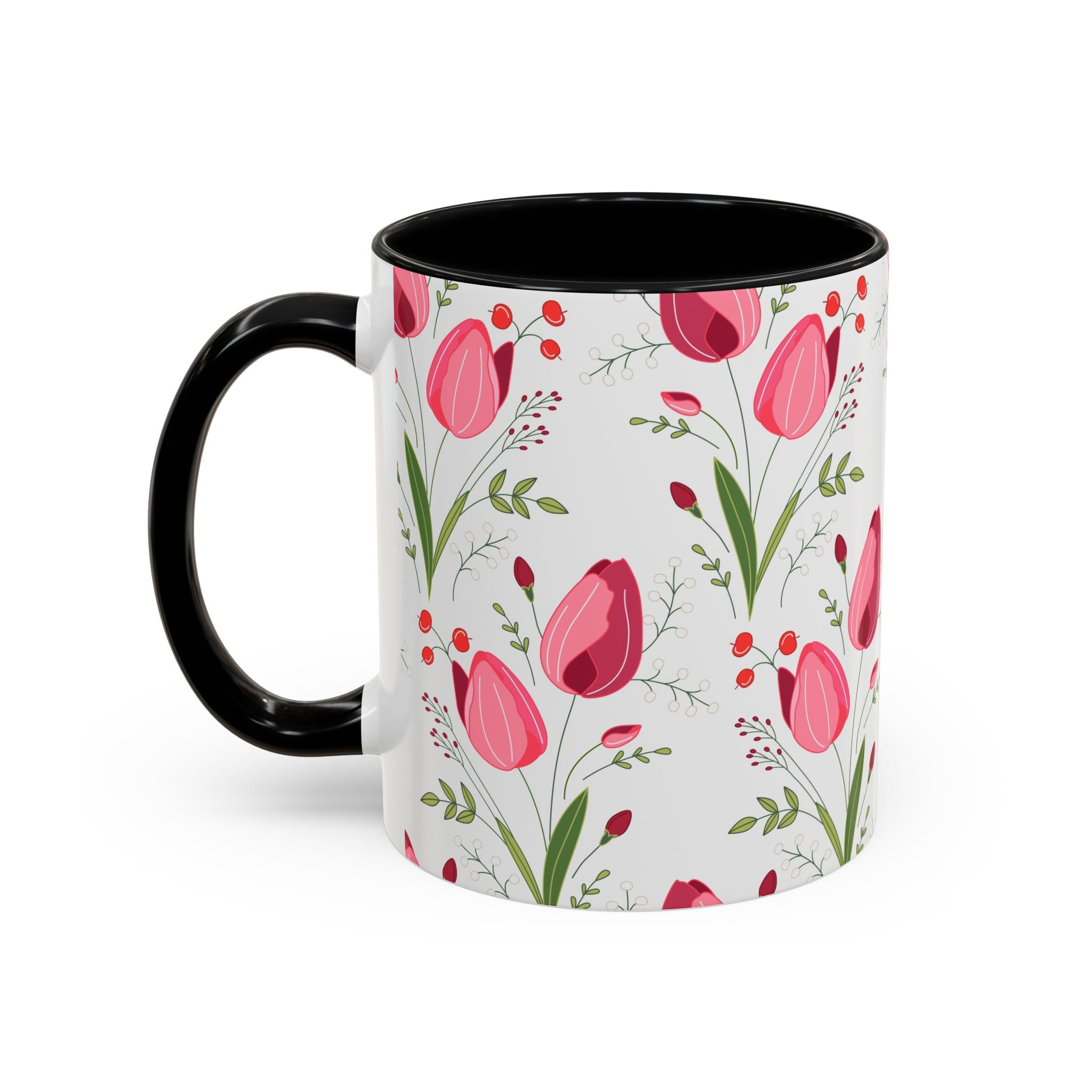 Elegant Floral Accent Coffee Mug - 11oz or 15oz, Perfect for Tea Lovers, Mother's Day Gift, Home Decor, Coffee Accessories