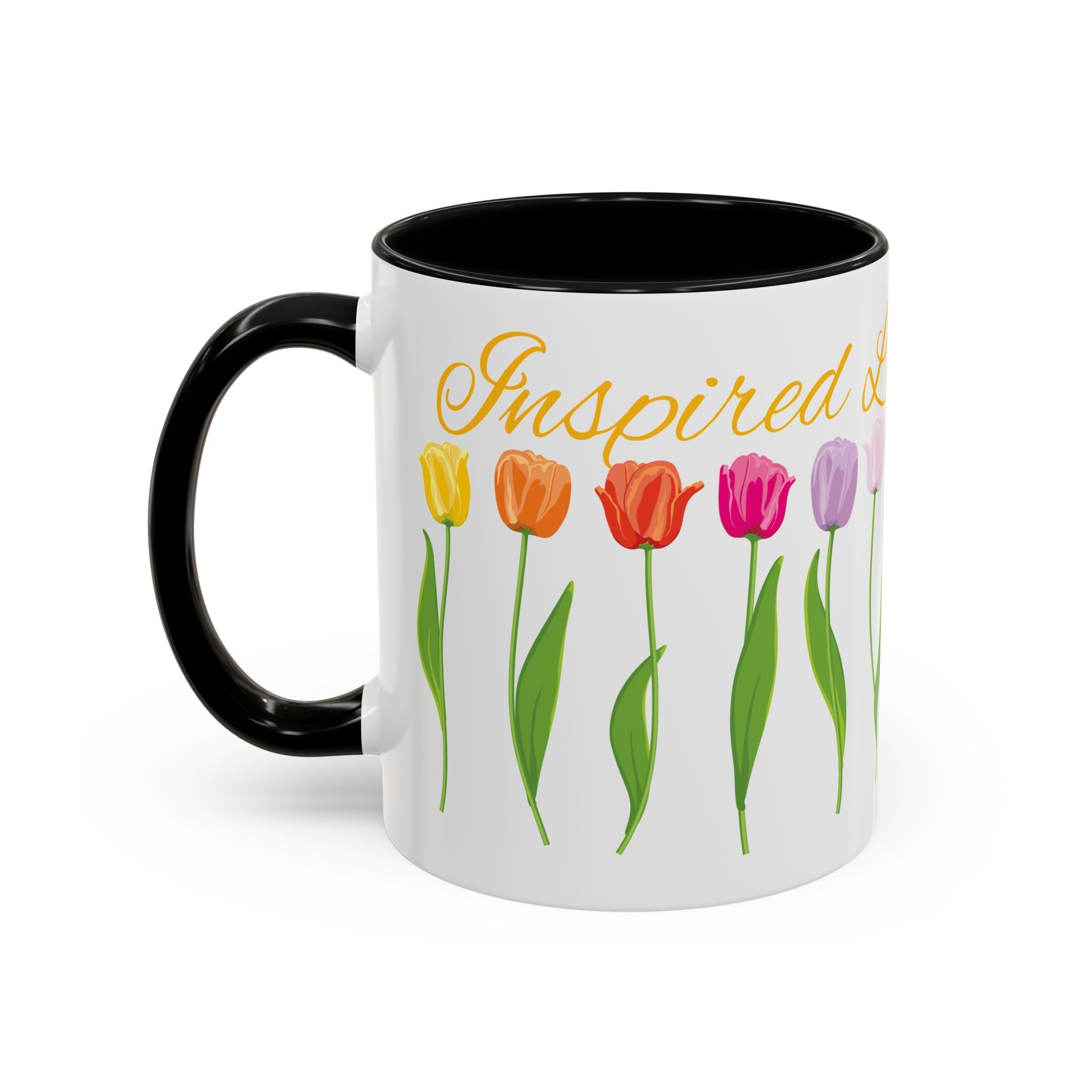 Floral Accent Coffee Mug, Colorful Tulip Design, Spring Gift, Mother's Day, Office Decor, Tea Lover's Cup, Flower Enthusiast
