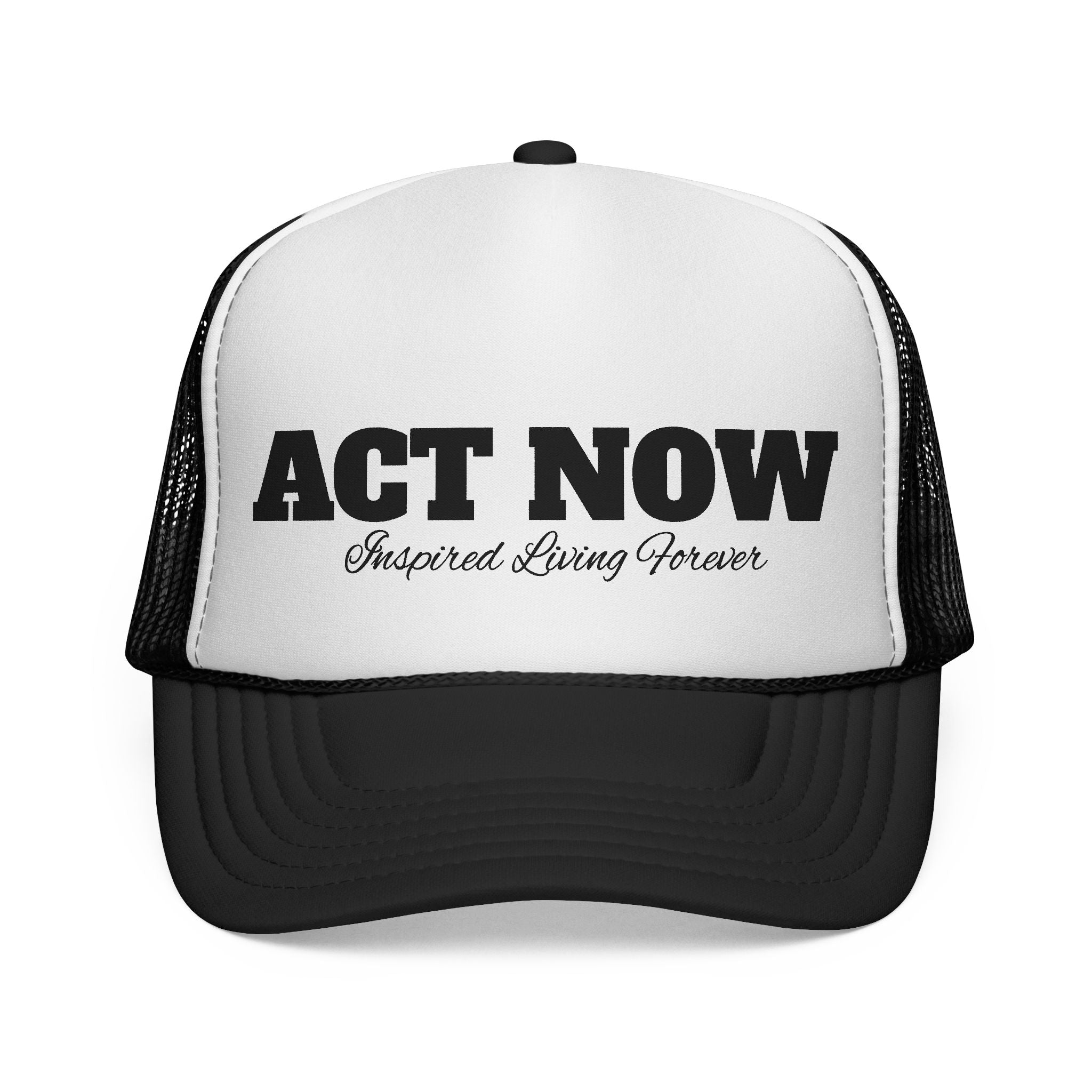 Eye-Catching "Act Now" Trucker Cap, Fun Hat for Festivals, Summer Style, Statement Accessory, Gift for Trendsetters