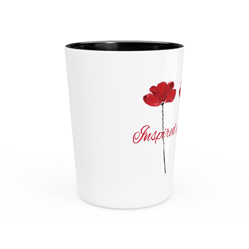 Floral Glass with Red Poppies, Housewarming, Wedding Favors, Party Decor