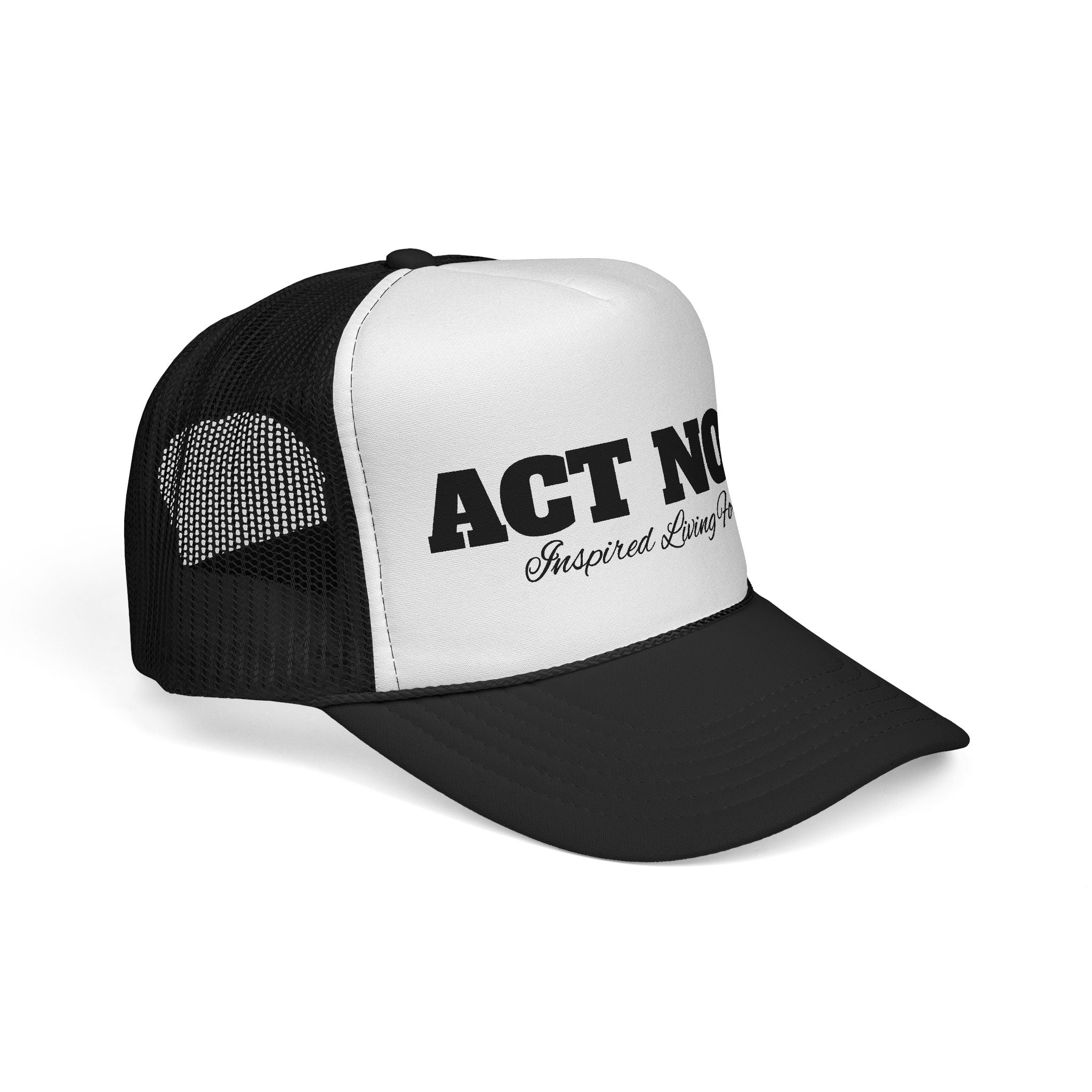 Eye-Catching "Act Now" Trucker Cap, Fun Hat for Festivals, Summer Style, Statement Accessory, Gift for Trendsetters