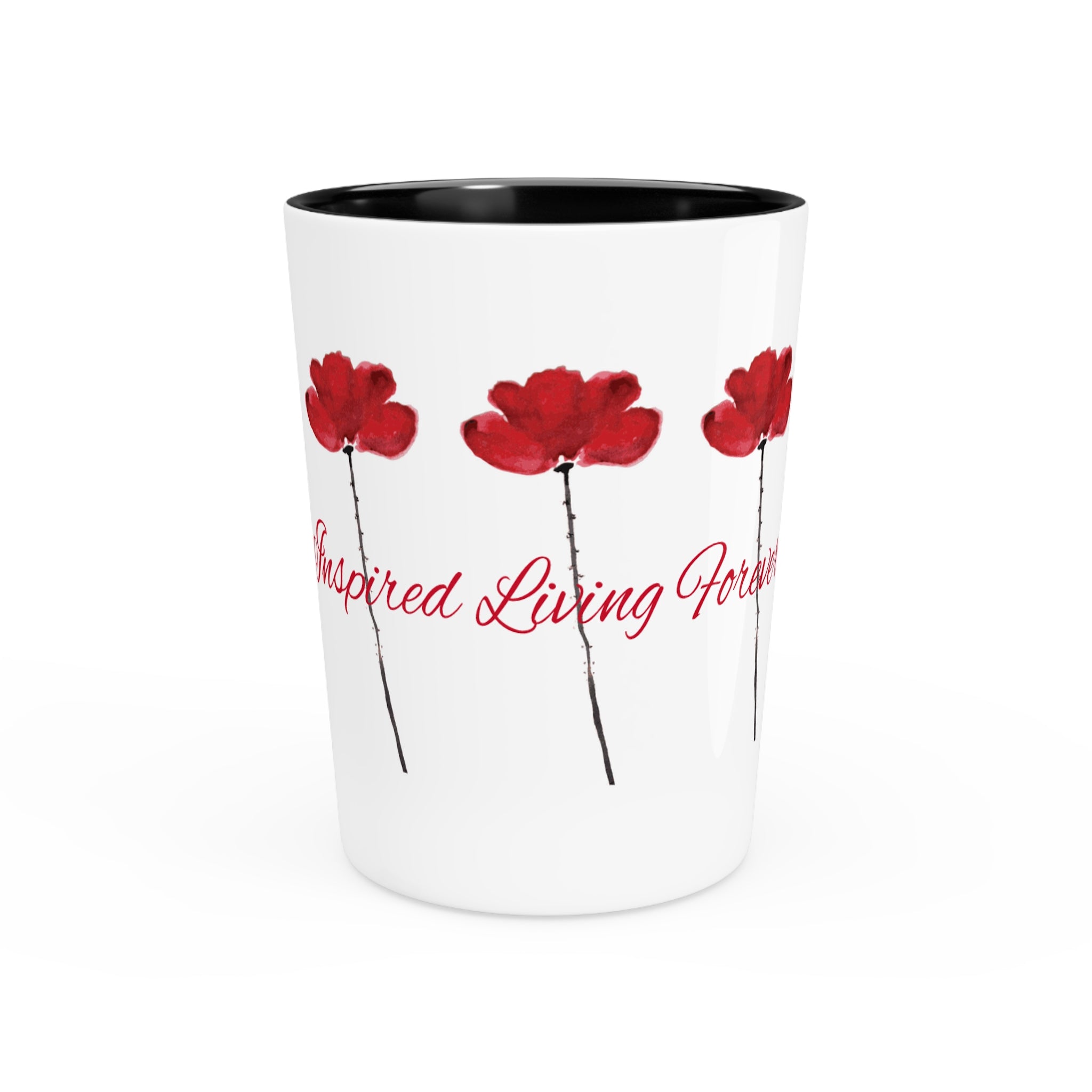 Floral Glass with Red Poppies, Housewarming, Wedding Favors, Party Decor