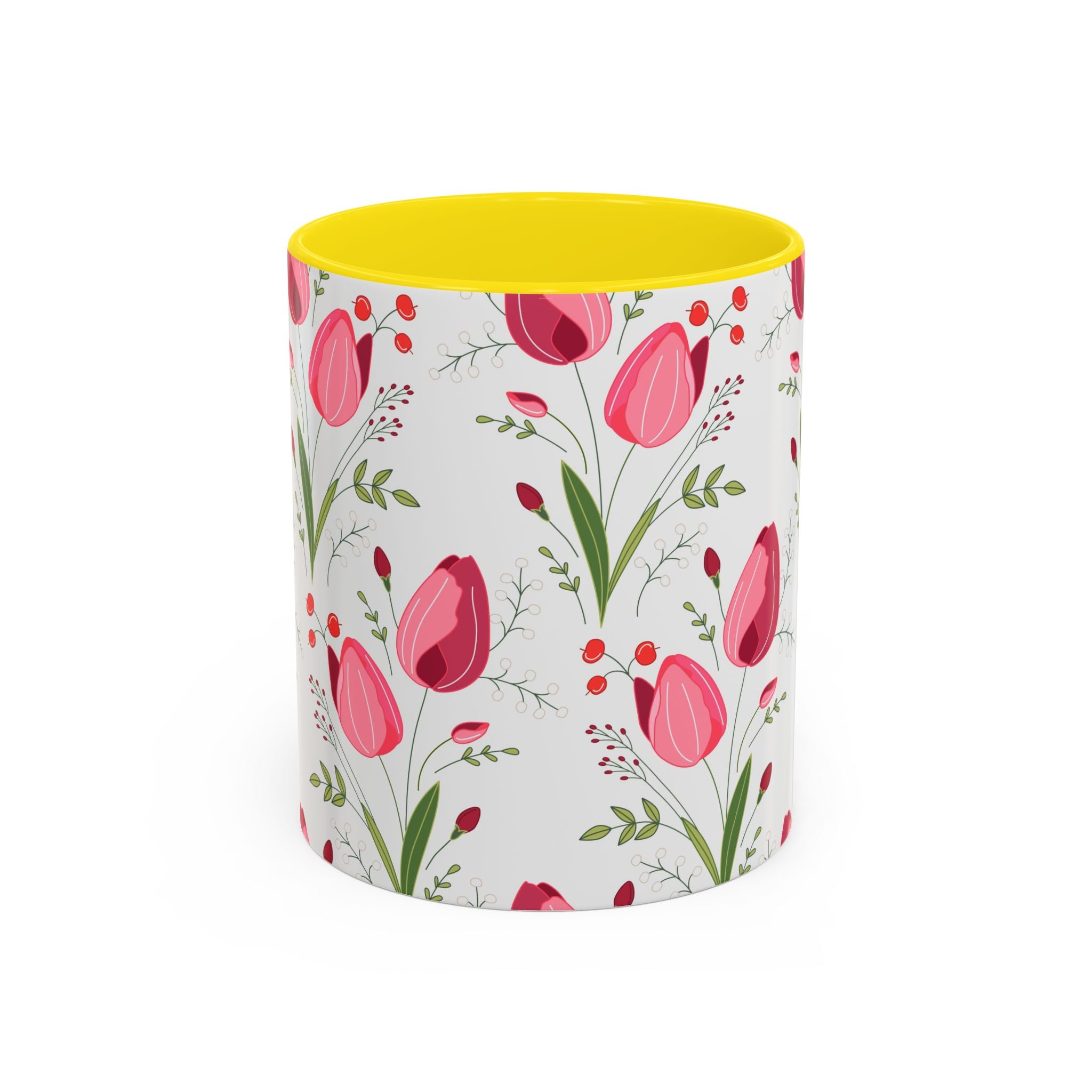 Elegant Floral Accent Coffee Mug - 11oz or 15oz, Perfect for Tea Lovers, Mother's Day Gift, Home Decor, Coffee Accessories