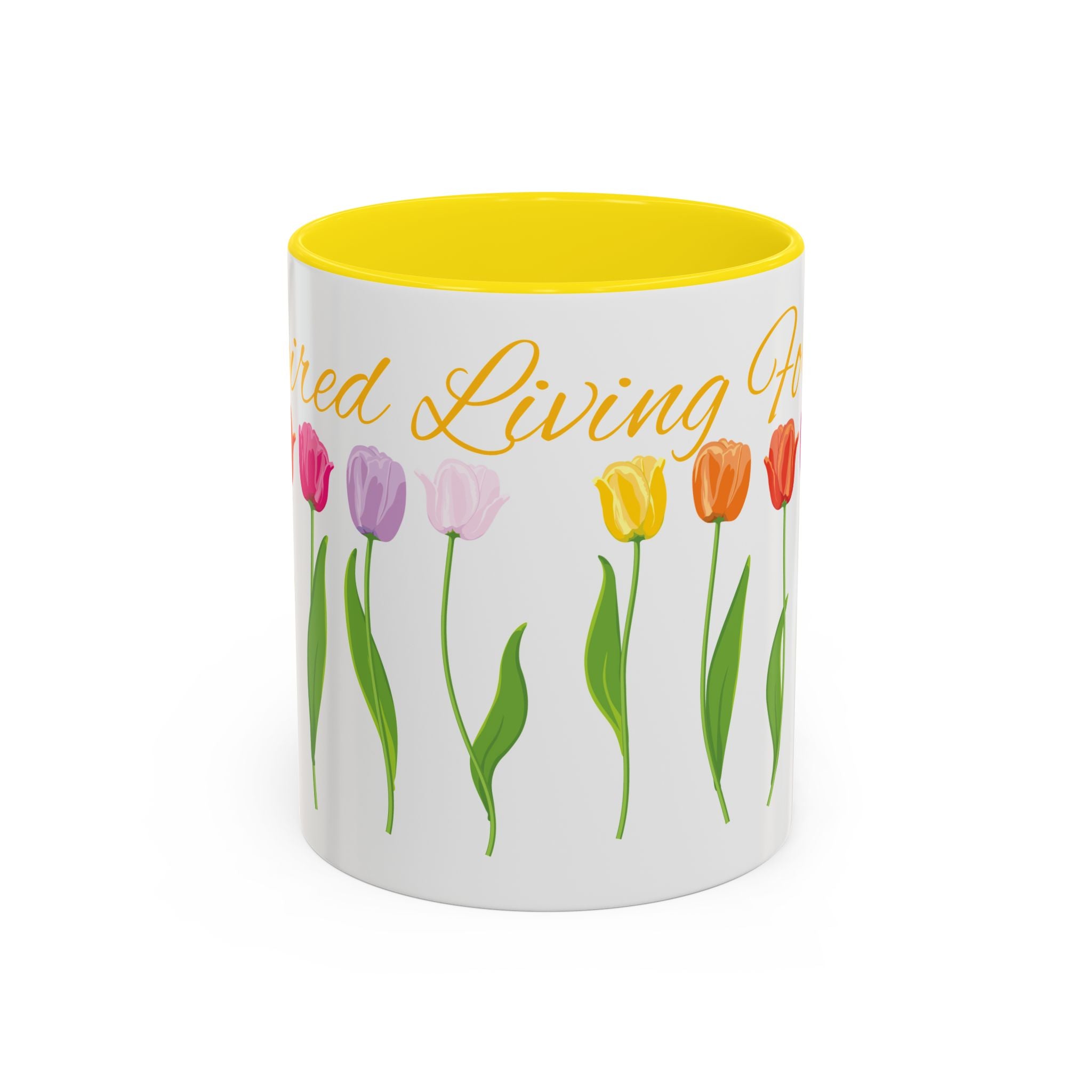 Floral Accent Coffee Mug, Colorful Tulip Design, Spring Gift, Mother's Day, Office Decor, Tea Lover's Cup, Flower Enthusiast