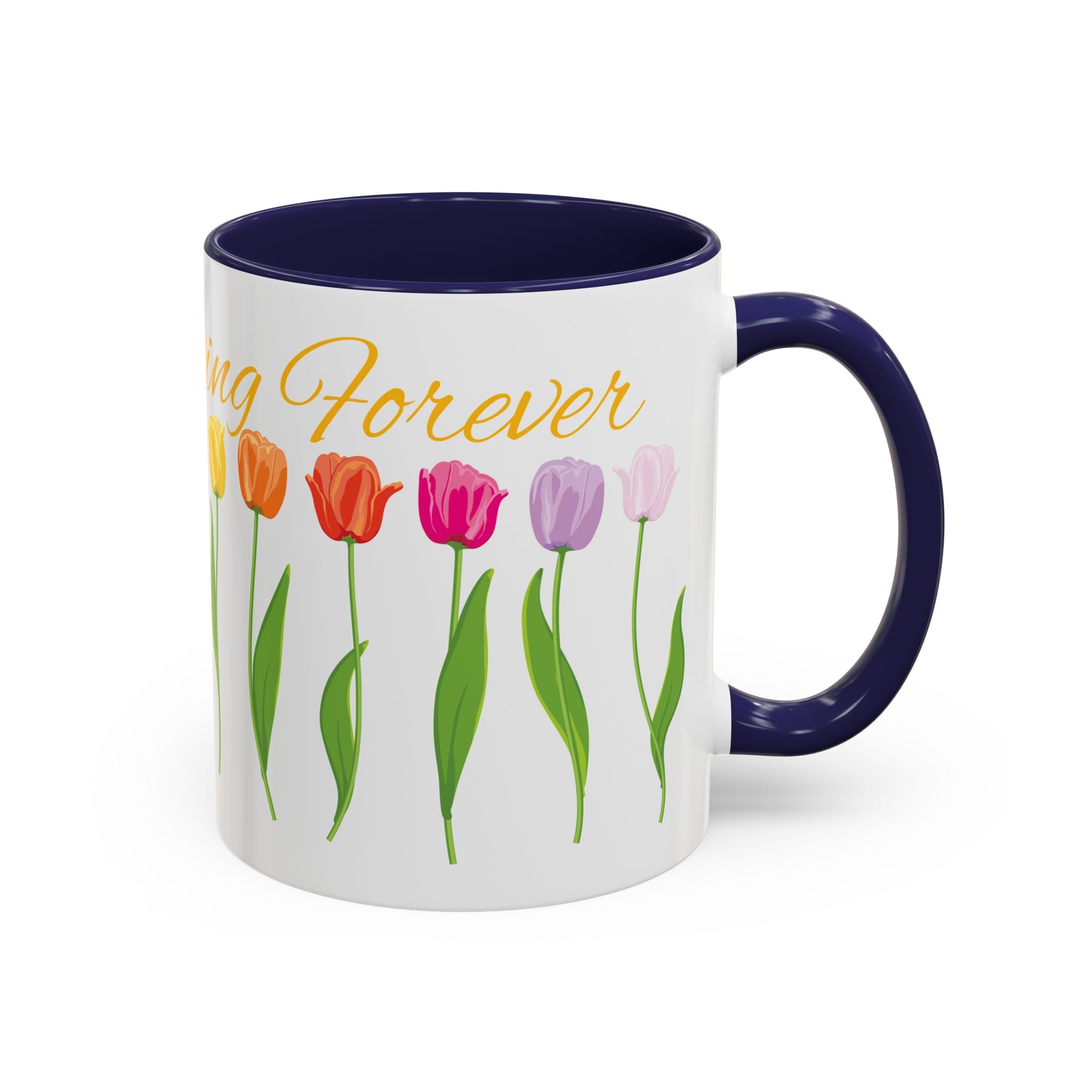Floral Accent Coffee Mug, Colorful Tulip Design, Spring Gift, Mother's Day, Office Decor, Tea Lover's Cup, Flower Enthusiast